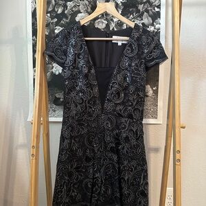 Badgley Mischka Black Sequin Corrine Romper (size 8, excellent condition)